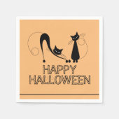 Serviette En Papier Élégant chat noir, Joyeux Halloween (Devant)