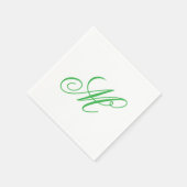 Serviette En Papier Élégant chaux vert Monogramme initial (Coin)