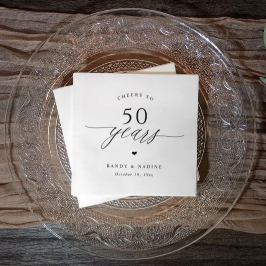 Serviette En Papier Elegant Cheers 50th Wedding Anniversary Party
