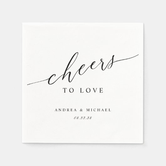 Serviette En Papier Elégant Cheers to Love Cocktail Mariage (Devant)