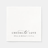 Serviette En Papier Elegant Cheers to Love Simple Black White Wedding (Devant)
