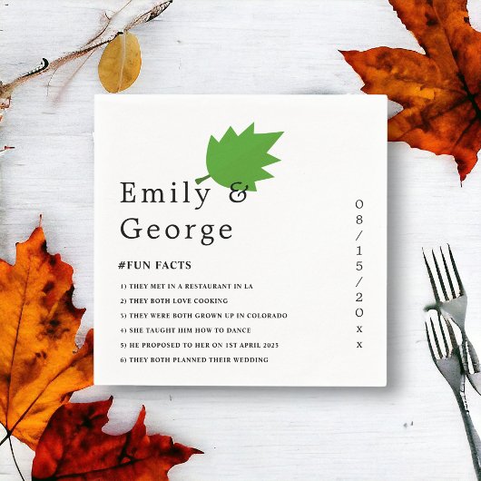 Serviette En Papier Élégant Chic Automne Vert Feuille Mariage de autom