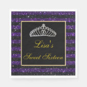 Serviette En Papier Élégant Chic Black Purple Parties scintillant Tiar (Devant)