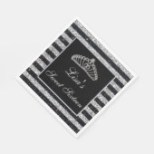 Serviette En Papier Elégant Chic Black Silver Parties scintillant Tiar (Coin)