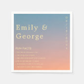Serviette En Papier Élégant Chic Bleu Orange Moderne Fun Facts Mariage (Devant)