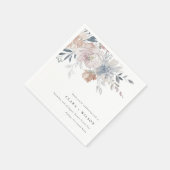 Serviette En Papier Elégant Chic Blush Aquarelle Floral Mariage (Coin)