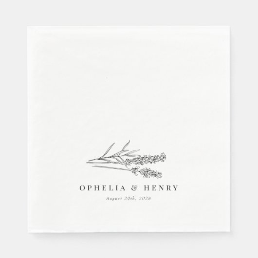 Serviette En Papier Elegant Chic Boho Fleur sauvage Mariage (Devant)