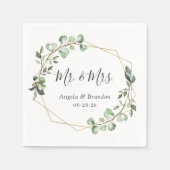 Serviette En Papier Elegant Chic Eucalyptus M. et Mme la Mariage (Devant)