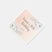 Serviette En Papier Élégant Chic Fleurs Rose Blanc (Coin)
