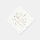 Serviette En Papier Élégant Chic Gold Script Première Sainte Communion (Coin)