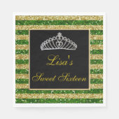 Serviette En Papier Elégant Chic Green Gold Parties scintillant Tiara  (Devant)