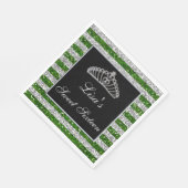 Serviette En Papier Elégant Chic Green Parties scintillant en argent T (Coin)
