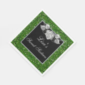 Serviette En Papier Élégant Chic Green Parties scintillant Rose argent (Coin)