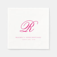 Élégant Chic initial rose chaud serviettes d'anniv