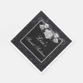 Serviette En Papier Elégant Chic Parties scintillant noire Rose argent (Coin)