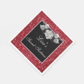 Serviette En Papier Élégant Chic Parties scintillant rouge Rose argent (Coin)
