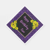 Serviette En Papier Elégant Chic Purple Parties scintillant Roses Jaun (Coin)