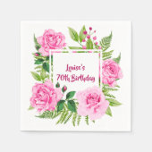 Serviette En Papier Elégant Chic Rose Roses 70e anniversaire (Devant)