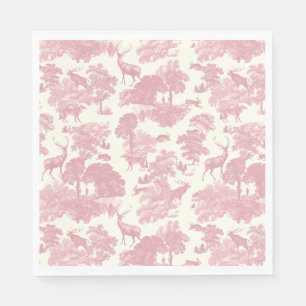 Serviette En Papier Elégant Chic Rose Toile Cerf Boodland