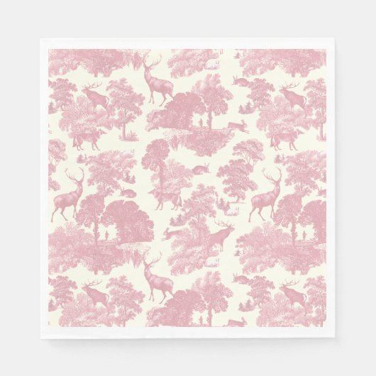 Serviette En Papier Elégant Chic Rose Toile Cerf Boodland (Devant)