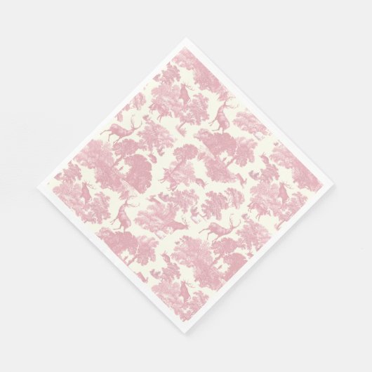 Serviette En Papier Elégant Chic Rose Toile Cerf Boodland (Coin)