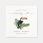 Serviette En Papier Élégant Chic Tropical Rainforest Mariage Toucan (Devant)