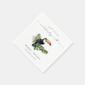 Serviette En Papier Élégant Chic Tropical Rainforest Mariage Toucan (Coin)