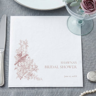 Serviette En Papier Élégant Chinoiserie Rose Nature Oiseaux Mariage Ré