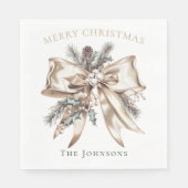 Serviette En Papier Elegant Christmas Bow Personalized Napkins (Devant)