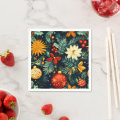 Serviette En Papier Elegant Christmas Ornaments and Foliage Dinner (En situation)