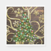 Serviette En Papier Elegant Christmas Tree Barn Wood Gold Design (Devant)