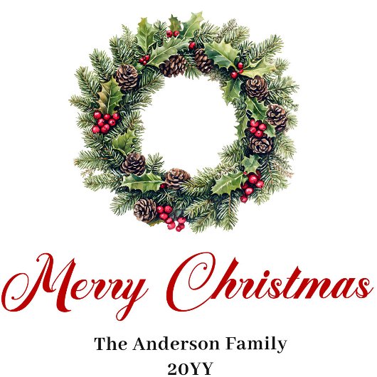 Serviette En Papier Elegant Christmas Wreath Napkin Custom Name Set