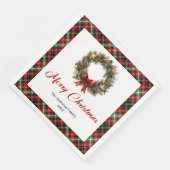 Serviette En Papier Elegant Christmas Wreath Napkin Custom Name Set (Coin)