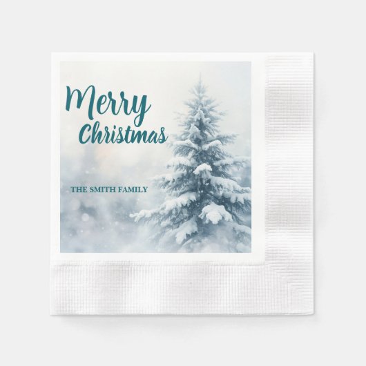 Serviette En Papier Elegant Christmas Xmas winter pine tree forest Hol (Devant)