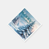 Serviette En Papier Elegant Christmas Xmas winter pine tree forest Hol (Coin)