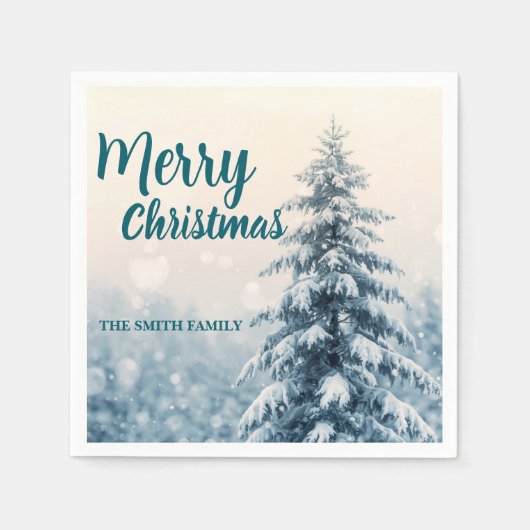 Serviette En Papier Elegant Christmas Xmas winter pine tree forest Hol (Devant)