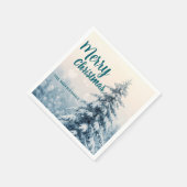 Serviette En Papier Elegant Christmas Xmas winter pine tree forest Hol (Coin)