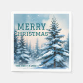 Serviette En Papier Elegant Christmas Xmas winter pine tree forest Hol (Devant)