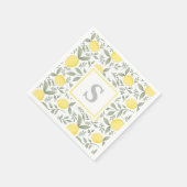 Serviette En Papier Élégant citron et Motif Feuille Monogramme (Coin)