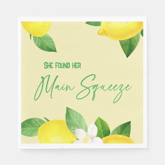 Serviette En Papier Élégant Citron Jaune Main Squeeze Douche (Devant)