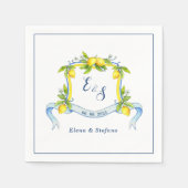 Serviette En Papier Élégant citron monogramme Crest mariage serviettes (Devant)