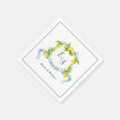 Serviette En Papier Élégant citron monogramme Crest mariage serviettes (Coin)