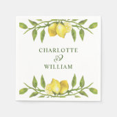 Serviette En Papier Elégant citrons Aquarelle Mariage (Devant)