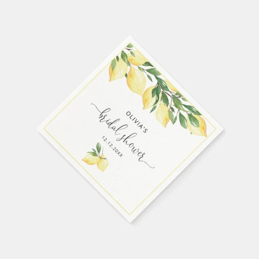 Serviette En Papier Élégant citrons Fêtes des mariées vertes serviette (Coin)