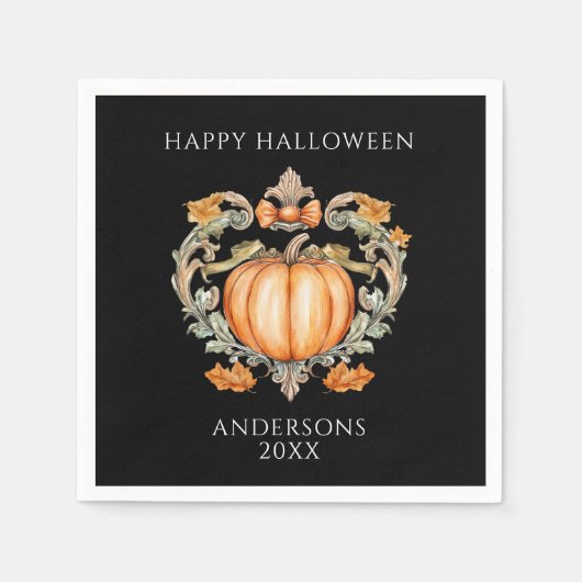 Serviette En Papier Élégant Citrouille Automne (Devant)