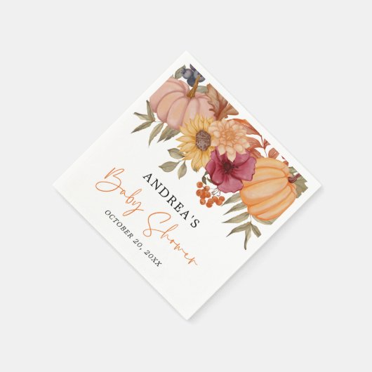 Serviette En Papier Élégant Citrouille Automne Automne Baby shower Fle (Coin)