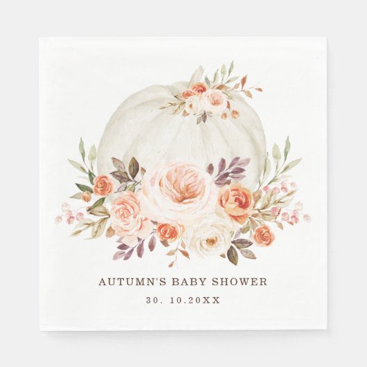 Serviette En Papier Elégant Citrouille automne Baby shower Anniversai (Devant)