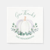 Serviette En Papier Elégant Citrouille blanc Thanksgiving (Devant)