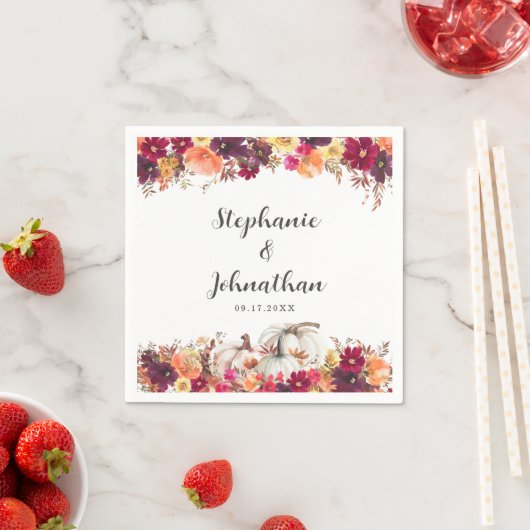 Serviette En Papier Élégant Citrouille de automne Mariage (En situation)