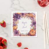 Serviette En Papier Élégant Citrouille violet Fleurs Mariage (En situation)